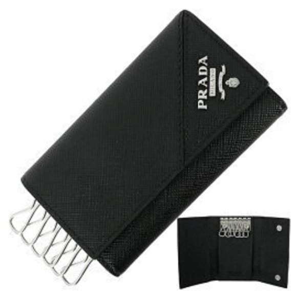 Prada Case Saffiano Leather Black Key Holder Holds Keys - Picture 1 of 6